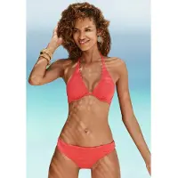 LASCANA Bikini-Hose "Scallop", Damen, Gr. 38, N-Gr, rot, Microfaser, Polyamid, unifarben, Badehosen Bikini-Hose, mit Umschlagbund
