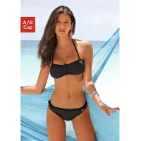 Buffalo Bandeau-Bikini-Top "Happy", Damen, Gr. 34, Cup A/B, schwarz, Microfaser, Polyamid, Tactel, unifarben, Bikini-Oberteile Bandeau-Bikini-Top, mit geflochtenem Detail