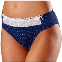 Nuance Slip , Damen, Gr. 48/50, blau (marine, weiß), Spitze, Obermaterial: 80% Polyamid, 10% Elasthan, 10% Viskose, figurbetont, Unterhosen Slip, in bequemer Basic-Schnittform