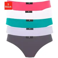 H.I.S. String H.I.S, Damen, Gr. 40, bunt (anthrazit, weiß, mint, flieder, pink), Obermaterial: 95% Baumwolle, 5% Elasthan, unifarben, körpernah, Unterhosen String, aus elastischer Baumwoll-Qualität