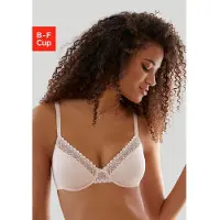 LASCANA Bügel-BH , Damen, Gr. 90, Cup F, beige (puder), Jersey, Obermaterial: 83% Baumwolle, 11% Polyamid, 6% Elasthan, Basic, BHs Bügel-BH, aus Bio-Baumwolle