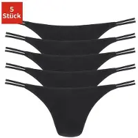 Vivance String , Damen, Gr. 40/42, Single Jersey, schwarz, Single Jersey, Obermaterial: 95% Baumwolle, 5% Elasthan, unifarben, körpernah, Unterhosen String, aus elastischer Baumwolle, Topseller