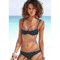 LASCANA Bügel-Bikini-Top "Kimer", Damen, Gr. 44, Cup C, schwarz (schwarz, bedruckt), Polyamid, bedruckt, gemustert, Bikini-Oberteile Bügel-Bikini-Top, mit modernem Print