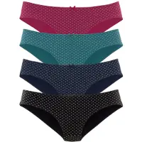S.oliver Red Label Bikinislip , Damen, Gr. 32/34, bunt (lila, navy, petrol, schwarz), Obermaterial: 95% Baumwolle, 5% Elasthan, gemustert, körpernah, Unterhosen Bikinislip, aus elastischer Baumwolle, Topseller