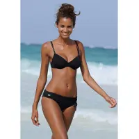Buffalo Bikini-Hose "Happy", Damen, Gr. 40, N-Gr, schwarz, Microfaser, Polyamid, unifarben, Badehosen Bikini-Hose, mit Umschlagbund, Topseller