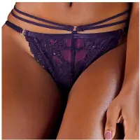 LASCANA Rioslip , Damen, Gr. 44/46, lila (pflaume, beere), Spitze, Obermaterial: 90% Polyamid, 10% Elasthan, Unterhosen Rioslip, aus verführerischer Spitze