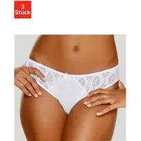 Petite fleur Slip , Damen, Gr. 40/42, 3 Stk., weiß (2xweiß, 1xschwarz), Microtouch, Obermaterial: 86% Polyester, 14% Elasthan, körpernah, Unterhosen Slip, mit hübschen Spitzeneinsätzen, Topseller