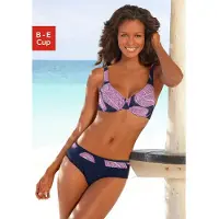 LASCANA Bügel-Bikini, seitlich extra höher geschnitten, verstellbare Träger, Gr. 42 - Cup B, marine-bedruckt, , 623336-42 Cup B