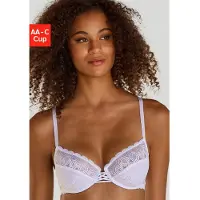 LASCANA Bügel-BH , Damen, Gr. 95, Cup F, weiß, Microtouch, Obermaterial: 89% Polyamid, 11% Elasthan, BHs Bügel-BH, mit dezent transparenter Spitze, Dessous