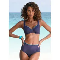 LASCANA Highwaist-Bikini-Hose "Camilla", Damen, Gr. 50, N-Gr, blau (navy, türkis), Polyamid, kontrastfarbene Details, unifarben, Badehosen Highwaist-Bikini-Hose, mit Farbkontrast