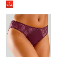 Petite fleur Slip , Damen, Gr. 44/46, 3 Stk., rot (weiß, rosé, brombeer), Microtouch, Obermaterial: 86% Polyester, 14% Elasthan, körpernah, Unterhosen Slip, mit hübschen Spitzeneinsätzen, Topseller