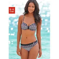 LASCANA Bügel-Bikini , Damen, Gr. 42, Cup B, bunt (schwarz, bunt), Polyamid, Ethnomuster, bedruckt, gemustert, Bikini-Sets Bügel-Bikini, mit unifarbener Schlaufe zwischen den Cups, Topseller