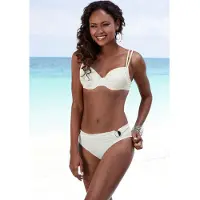 Jette Joop Bügel-Bikini , Damen, Gr. 42, Cup D, weiß, Microfaser, Microfaser, Polyamid, unifarben, Bikini-Sets Bügel-Bikini, mit Zier-Accessoire