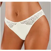 LASCANA Slip "Aurora", Damen, Gr. 44/46, Microtouch, beige (creme), Microtouch, Obermaterial: 82% Polyamid, 18% Elasthan, körpernah, Unterhosen Slip, mit toller Spitze in blumiger Optik