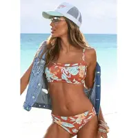 Sunseeker Bustier-Bikini-Top "Suva", Damen, Gr. 40, Cup C/D, rot (rostrot, bedruckt), Polyamid, geblümt, Bikini-Oberteile Bustier-Bikini-Top, mit Mesh-Einsatz, Topseller