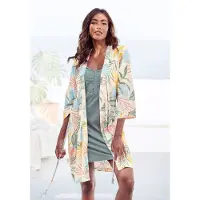 Vivance Kimono DREAMS, Damen, Gr. 44/46, bunt (gemustert), Baumwoll-Mix, gemustert, Kurzform, Hausmäntel Kimono, uni oder mit floralem Druck