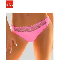 Nuance Slip , Damen, Gr. 48/50, 2 Stk., pink (pink, weiß), Obermaterial: 92% Polyester, 8% Elasthan, Unterhosen Slip, mit schöner Stickereispitze, Topseller