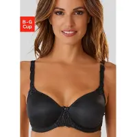 LASCANA Minimizer-BH , Damen, Gr. 75, Cup C, schwarz, Microtouch, Obermaterial: 83% Polyamid, 12% Elasthan, 5% Polyester, BHs Minimizer-BH, mit Bügel, mit hübscher Stickerei an den Trägern, Topseller