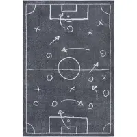 Hanse Home 1100000002199 "Adventures Gameplan", grau, B:120cm H:7mm L:170cm, Polypropylen, Teppiche, 1100000002199, Spielteppich, fest, Kinderzimmer, Fußball, Spielunterlage