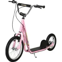HOMCOM Roller Kinderroller mit Luftreifen Handbremse 16 Zoll Rosa