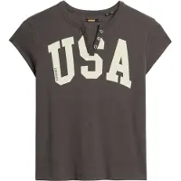 Superdry für Damen. W1011602A Graues Ath Ess-T-Shirt (M), Lässig, Baumwolle, Kurzarm