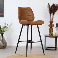 Livin24 Bronx71 Barhocker Microfaser Morris cognac 71 cm