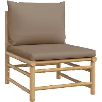 vidaXL Garten-Mittelsofa mit Taupe Kissen Bambus