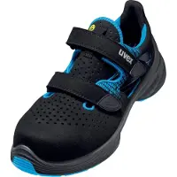 Uvex 1 G2 Sandale 68289 S1 SRC 12, Männlich, Erwachsener, Sicherheitssandalen, Schwarz, Blau, S1, EN, ESD, SRC, Klettverschluss