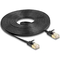 DeLOCK RJ45 Netzwerkkabel Cat.6A Stecker zu Stecker mit robuster Rastnase und Cat.7 Rohflachbandkabel U/FTP 5 m schwarz, 5 m, Cat7, U/FTP (STP), RJ-45, RJ-45, Schwarz