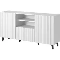 Cama Kommode PAFOS 150x42x82 weiß matt, Weiß, 1 Schublade(n), Mitteldichte Faserplatte (MDF), Einfarbig, Modern, Rechteckig