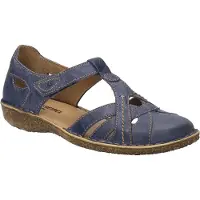 Josef seibel Klettschuh "ROSALIE 29", Damen, Gr. 40, blau (dunkelblau), Leder, Schuhe Klettschuh, Spangenschuh, Sandale, Komfortschuh mit modischer T-Spange