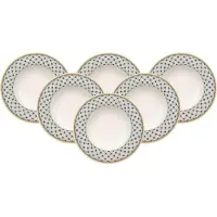 Villeroy & Boch Suppenteller "Suppenteller Audun Promenade ø 24,2 cm 6er Set weiß-grau-gelb", bunt (weiß, grau, gelb), Speiseteller, Suppenteller