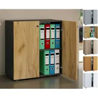 VCM Aktenschrank "Büroschrank Bücher Ordner Aktenschrank Lona 2fach", weiß, B:70cm T:40cm, Obermaterial: 100% Holz Wood., Schränke, Aktenschrank