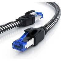 Primewire Patchkabel CAT 8 mit Baumwollummantelung - Gigabit Ethernet LAN Kabel - 40 Gbit/s - S/FTP PIMF Schirmung - Netzwerkkabel - 5m