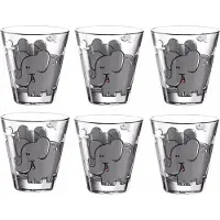Leonardo Kinderbecher "BAMBINI Elefant", bunt (mehrfarbig), H:9cm Ø:9cm, Glas, Trinkgefäße, Kinderbecher, 215 ml, 6-teilig