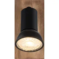 Globo Oberflächenmontierter Spot Drew Schwarz mit Holz