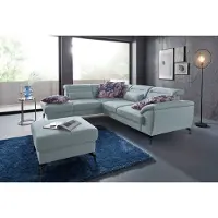 Sit&More Ecksofa SIT & MORE "Percy L-Form", blau (aqua), B:270cm T:235cm, Sofas, Ecksofa, 12 cm Fußhöhe, Sitztiefenverstellung, wahlweise in 2 Fußfarben