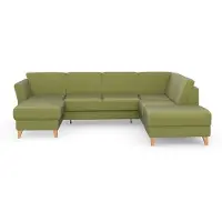Sit&More Wohnlandschaft SIT & MORE "Visby U-Form", grün, B:303cm H:87cm T:213cm, Sofas, Wohnlandschaft, wahlweise mit Schlaffunktion und Stauraum, frei im Raum stellbar