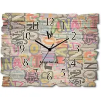 Bruno Banani Wanduhr "Letter Puzzle", bunt, B:40cm H:30cm T:0,6cm, Wanduhren, Wanduhr, wahlweise mit Quarz- oder Funkuhrwerk, lautlos ohne Tickgeräusche