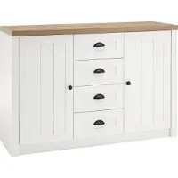 Home affaire Sideboard "Beauvais", weiß (weiße pinie, applikation eichefarben dekor), B:130cm H:86cm T:43cm, Holzwerkstoff, Sideboards, Sideboard, Breite ca. 130 cm