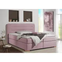 Home affaire Boxspringbett "Manchester", rosa (rosé), B:220cm L:208cm, Strukturstoff-Bezug (100% Polyester), Komplettbetten, Boxspringbett, 5 Breiten, 3 Ausführungen, 2 Härtegraden, Topper, Steppung