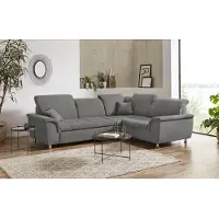 Domo Ecksofa "FRANZI zeitlos und elegant, moderne Sitzheftung, L-Form", grau (steel), B:275cm H:81cm T:214cm, Sofas, Ecksofa, wahlweise mit Kopfteilverstellung (dann Breite: 275 cm)