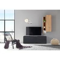 Mäusbacher Kommode MÄUSBACHER "Debra", schwarz (flamed wood schwarz), B:162cm H:35cm T:42cm, Sideboards, Kommode
