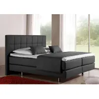 Inosign Boxspringbett "Neon", grau (anthrazit), B:158cm L:210cm, Strukturstoff-Bezug (100% Polyester), Komplettbetten, Boxspringbett, in 3 Matratzenarten, feine Steppung im Kopfteil, 2 Härtegrade