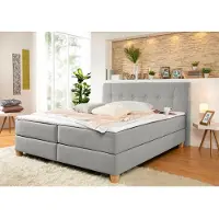 Home affaire Boxspringbett "Calloway", grau, B:168cm L:218cm, Komplettbetten, Boxspringbett, inkl. Topper, XXL-Ausführung, in 4 Farben, 5 Breiten, 3 Matratzenarten