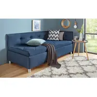 Maintal Polsterliege , blau, B:89cm L:210cm, Komplettbetten, Polsterliege, mit Seiten- und Rückenteil