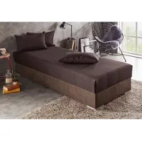 Hapo 1100000002199 "Sam", braun (dunkelbraun strukturstoff, braun microvelours), Liegefläche B/L: 90cm x 200cm, H3, Bonnell-Federkernmatratze, Komplettbetten, 1100000002199, mit Bettkasten