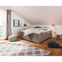 Inosign Boxbett "Alexis", braun (hellbraun), B:160cm L:200cm, Struktur fein (100% Polyester), Komplettbetten, Boxbett, ohne Kopfteil - ideal für Räume mit Dachschrägen; in 4 Breiten