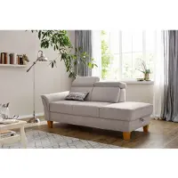 Home affaire Recamiere "Conville", grau (elephant), B:194cm H:84cm T:93cm, 100% Polyester, Sofas, Recamiere, incl. Kopfteilverstellung, Federkern, wahlweise mit Bettkasten