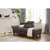 Home affaire Recamiere "Conville", braun (mocca), B:194cm H:84cm T:93cm, 100% Polyester, Sofas, Recamiere, incl. Kopfteilverstellung, Federkern, wahlweise mit Bettkasten